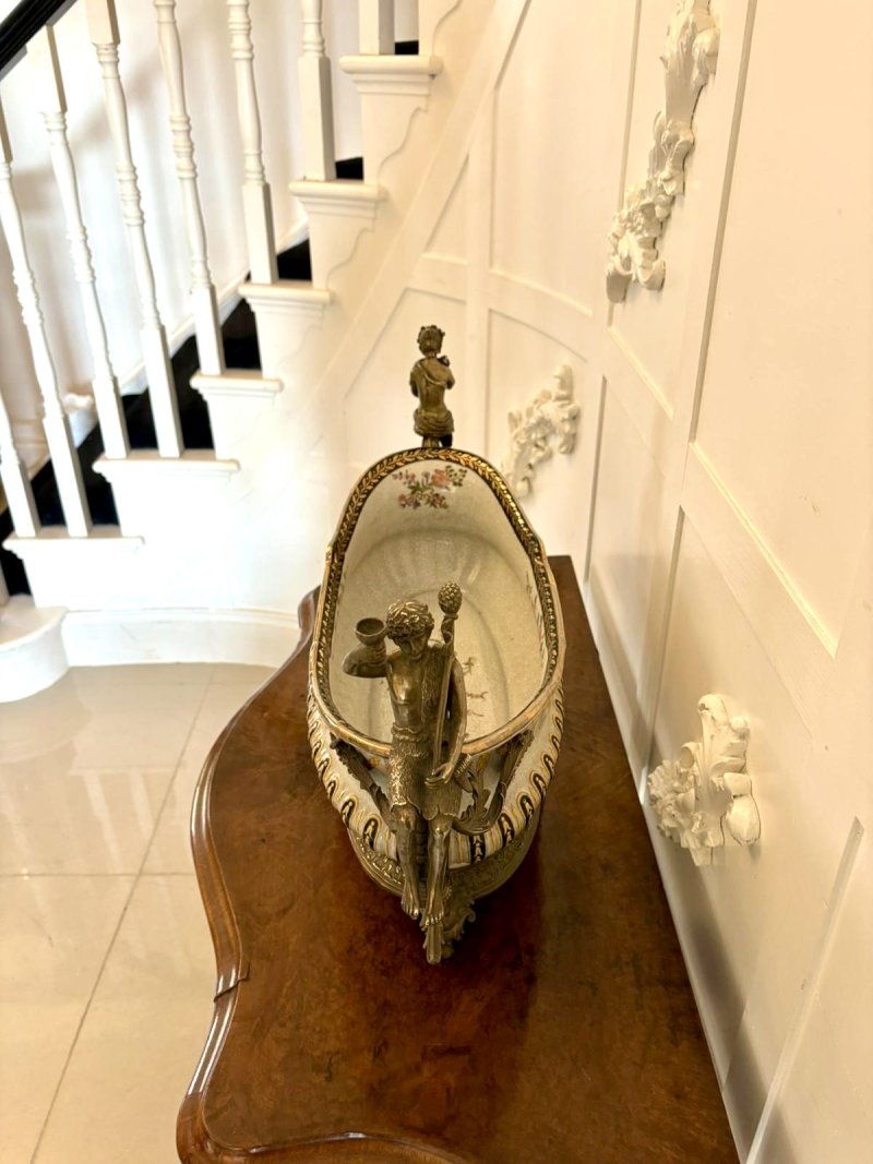 Large Antique Quality Porcelain and Brass Mounted Centrepiece - Image 4